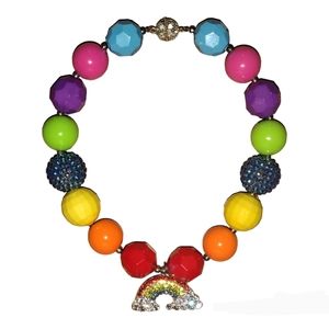 Girls Bubble Gum Rainbow Choker Necklace